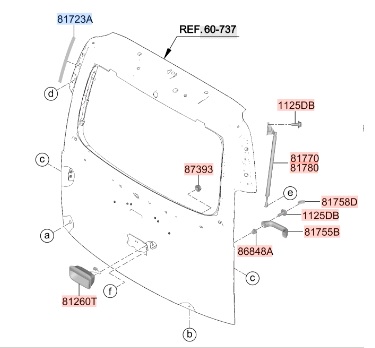 Уплотнитель двери багажника Staria 81723CG000 [Hyundai & Kia]