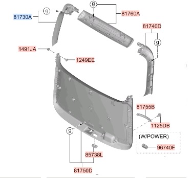 Обшивка проема двери багажника верхняя L Staria 81730CG000NNB [Hyundai & Kia]