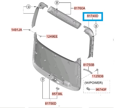 Обшивка проема двери багажника верхняя R Staria 81740CG000NNB [Hyundai & Kia]