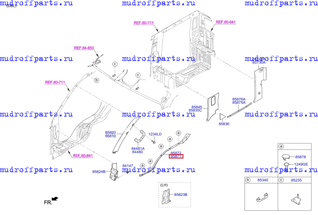 Накладка порога передняя левая внутренняя HYUNDAI PORTER II 858714F000ES